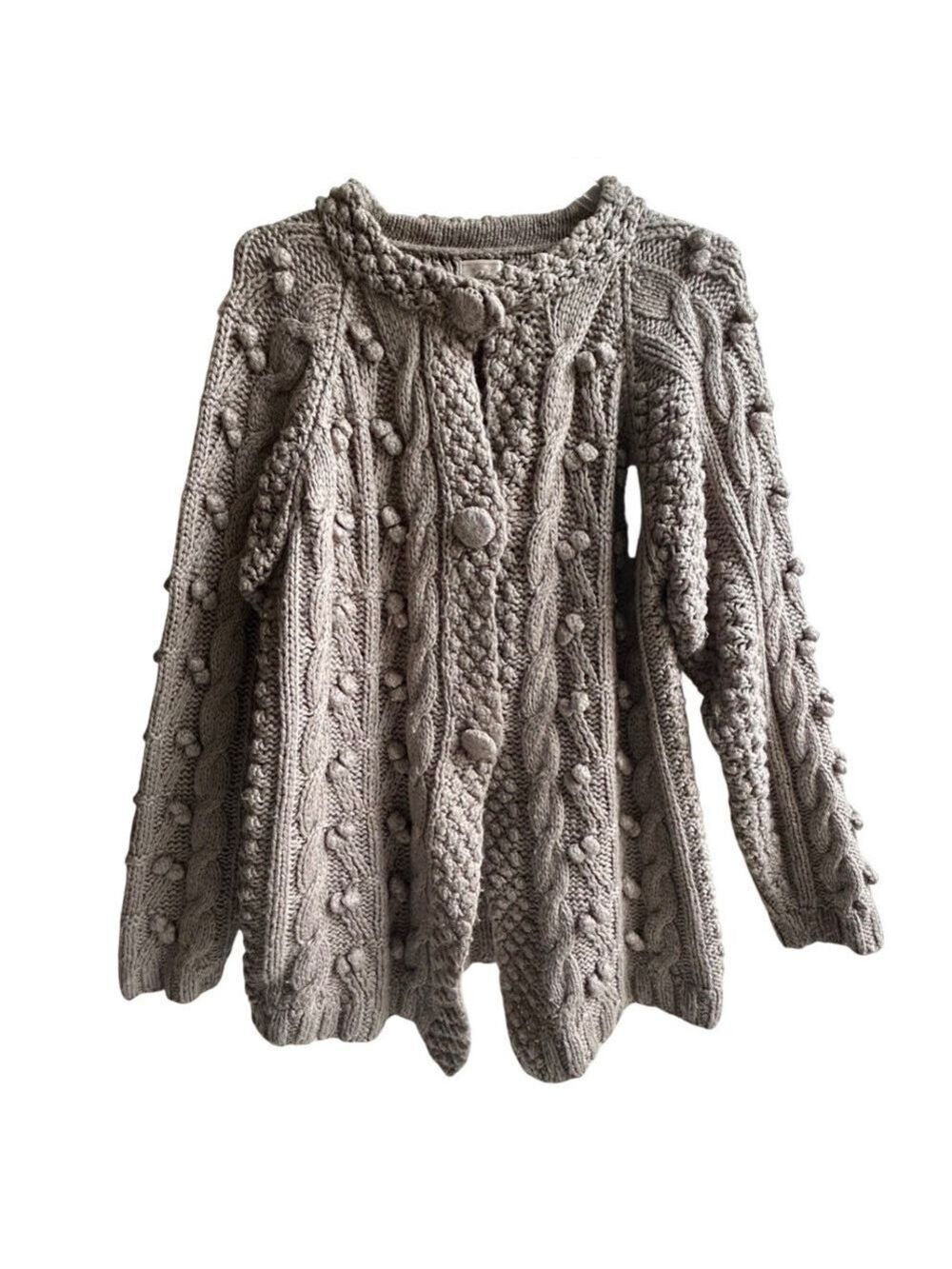 ALPS Acrylic & Lambswool Cable Cardigan Sweater Sz M